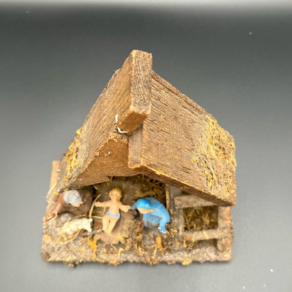 Vintage Italian Wood Creche Nativity Set Manger. Christmas Decoration. 4 figure - Picture 6 of 16